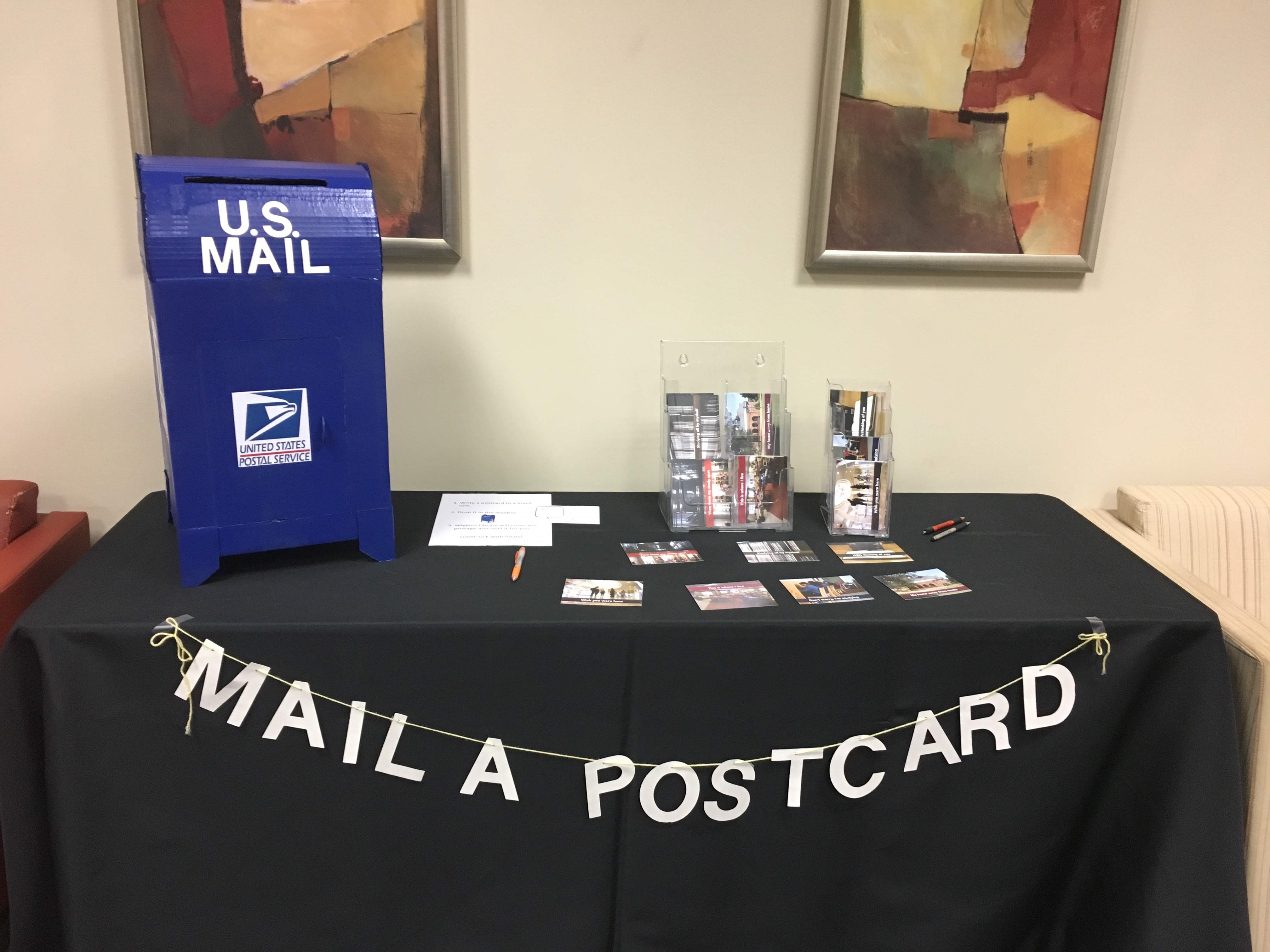 Mail a post card home de-stress station